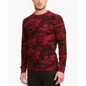 Polo Ralph Lauren Mens Camo Thermal Waffle Knit Shirt Size Medium Red FA EXC